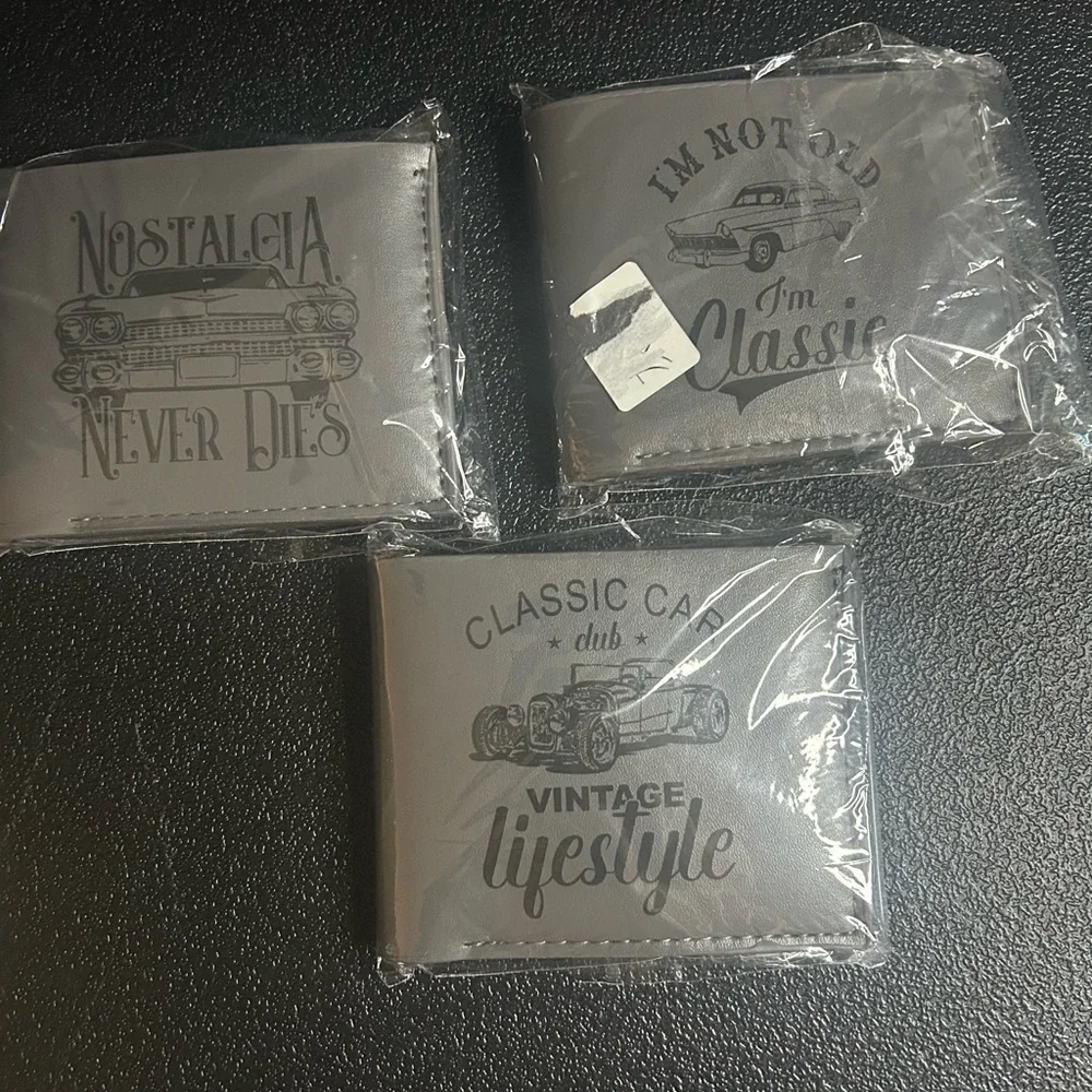 Gray Vintage Car-Themed Wallets